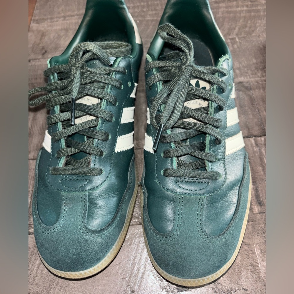 Adidas Classic Leather Stripe Sneakers in Forest Green and White